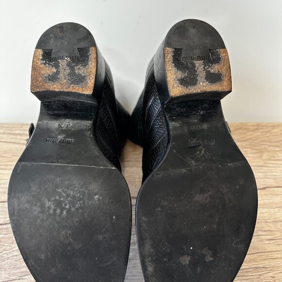 Miu Miu PRADA Bisonte Motorcycle Boots BLACK 7.5 - Picture 7 of 9